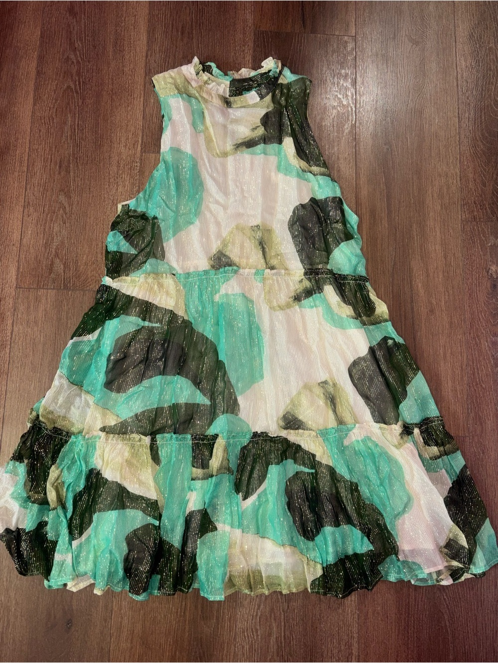 Oliphant ladies teal & beige mock neck mini summer dress NWT MSRP $278! - Picture 3 of 9